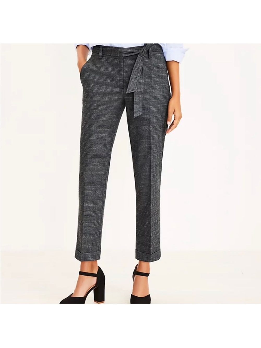 LOFT Charcoal Belted Women's Trousers